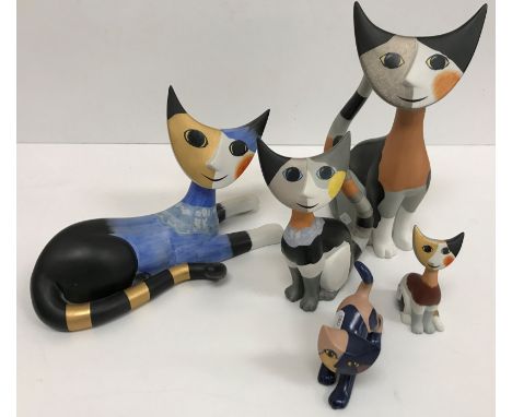A collection of Goebel cat figures by Rosina Wachtmeister including "Amico", "Felipe", "Claudio", "Julia" and "Leo"