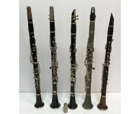 A clarinet stamped "Jerome Thibouville.... London Made in Paris Class B", together with another stamped "Hawkes &amp; Son Lon