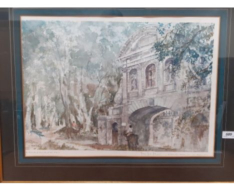 AFTER FRANCIS RUSSELL-FLINT "The Temple Bar", colour print, signed in pen to margin, image size 37 cm x 54 cm, together with 