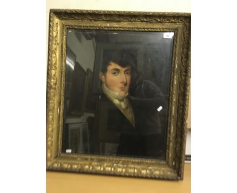 EARLY 19TH CENTURY ENGLISH SCHOOL "Gentleman in black coat and white stock" a portrait study, head and shoulders, oil on canv