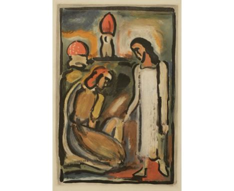 •GEORGES ROUAULT (1871-1958) "Le Passion", coloured etching, 12.5" x 8.25"