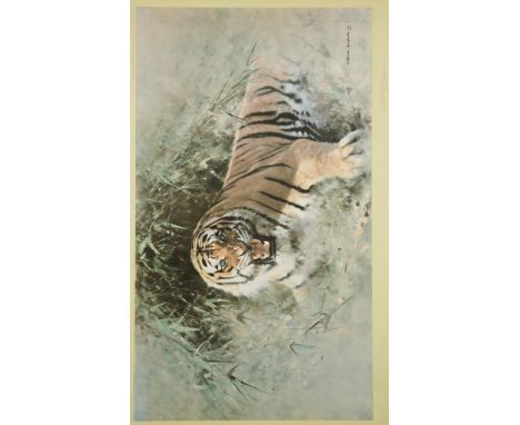 •DAVID SHEPHERD (b.1931) "Tiger Fire", published by Soloman & Whitehead (Guild Prints) Ltd, by courtesy of the Tryon Gallery 
