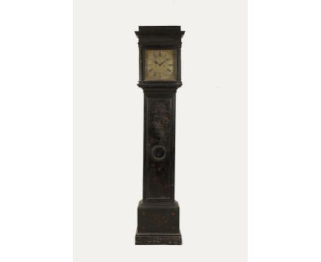 A BLACK JAPANNED CHINOISERIE LONGCASE CLOCK, the brass dial signed "Jn. Ford, Aylesbury" with subsidiary seconds dial and dat