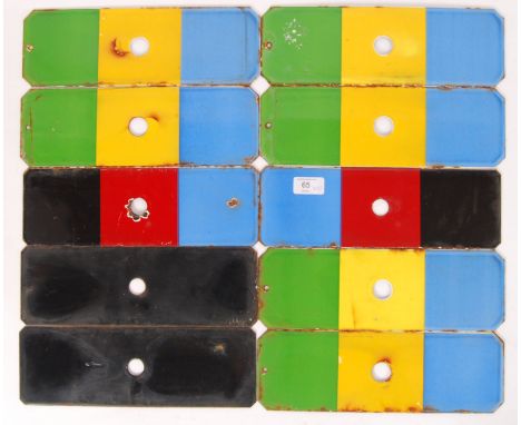 A collection of 10x original vintage 20th century enamel railway signal plates. Measure approx 30cms wide each. 