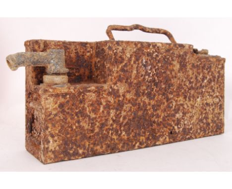 A WWI First World War 'relic' condition original Lewis Machine gun cooling tank. Appears largely complete, with carry handle 