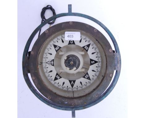 An original 20th century nautical Gimbal compass with stands. Weilbach &amp; Co. Compass diameter 22cm. &nbsp;&nbsp;POSTAGE: 