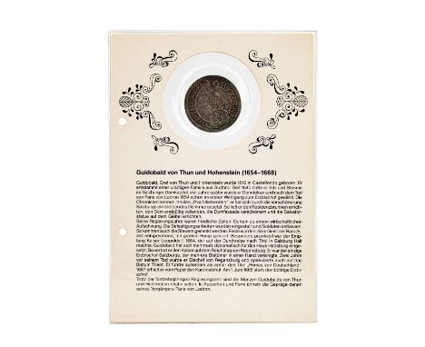   Erzbistum Salzburg - 1 Taler 1660,   Guidobald Graf von Thun und Hohenstein, ss-vz, berieben,Tönung, Walzenprägung, etwas G