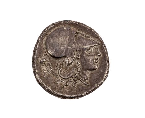   Griechenland - Stater nach korinth. Typ 4.Jh.v.Chr., Anaktorion,   Av: Pegasos fliegt n.r., Stadtmonogramm, Rv: Athenakopf 