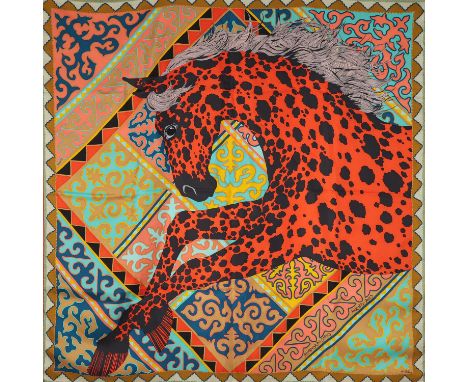 HERMÈS Seidencarré "APPALOOSA DES STEPPES", by Alice Shirley, Entwurf erstmals erschienen 2017. Akt. NP.: 410,-€. 100% Seide.