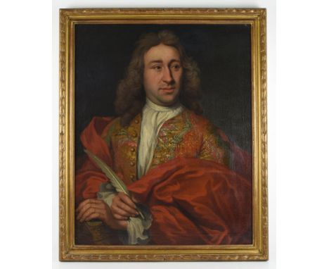 Ecole liégoise, Portrait d'homme, Belgique, XVIIIeHuile sur toile.Dans un encadrement en bois mouluré et doré.77 x 62 cm