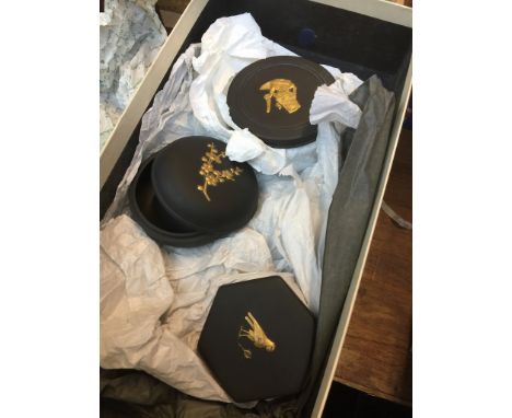 A collection of Egyptian style Wedgwood trinket boxes.Condition:- General wear through age and use, no sign of any major dama