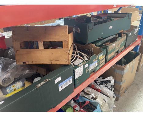 6 boxes of misc including some jewellery, glassware, ornaments, tools, cables, etc. 