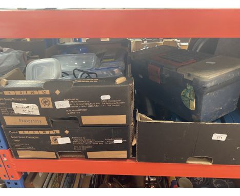 3 boxes and 1 toolbox of tools / garageware 