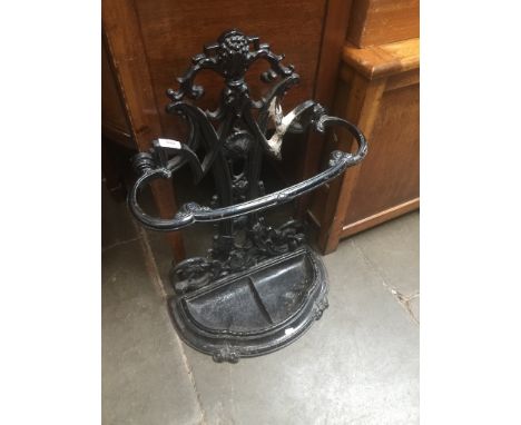 A late Victorian cast iron stick stand (repaired), height 72cm. 