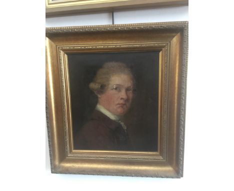18th/19th Century School, portrait depicting a gentleman look right, oil on canvas, 29cm x 33cm, re-lined, unsigned, later fr
