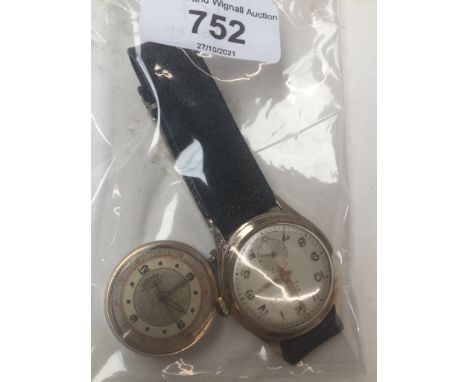 Two vintage watches comprising a gold plated Kered 15 jewel manual wind with Arabic numerals and subsidiary dial, and a Romae