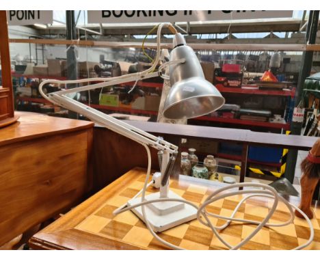 A Herbert Terry &amp; Sons Angle-Poise lamp with two step base and aluminium shade.