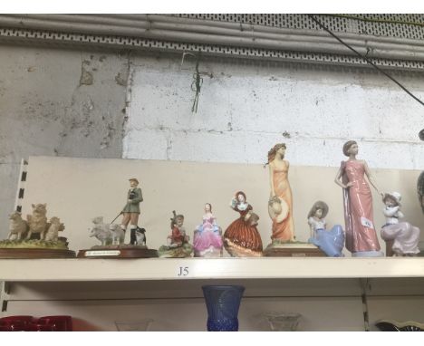 A group of 9 figures including 3 Nao, Coalport, Leonardo etc 