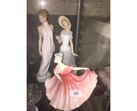 2 Nao figures of ladies and a Royal Doulton figure Elaine HN3307 