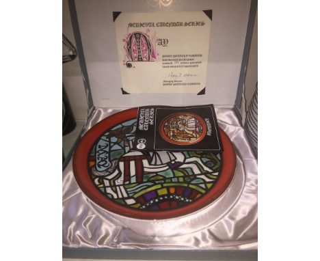 2 Poole pottery Medieval Calendar chargers, March and May, both boxed and with certificates. Designed by Tony Morris 