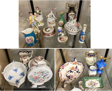 QTY OF  MEISSEN FIGURES, MASONS CHINA &amp; OTHER CHINA 34CMS (H) APPROX