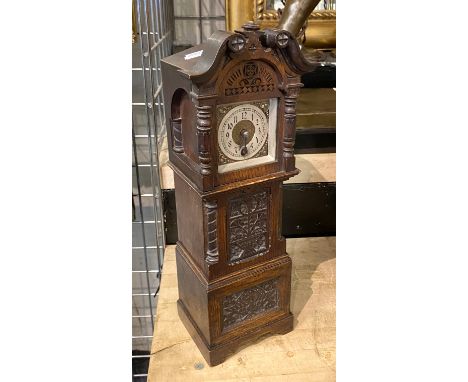 ''LENZ KIRCH'' CARVED MINATURE GRANDFATHER CLOCK A/F 38.5CMS (H) APPROX