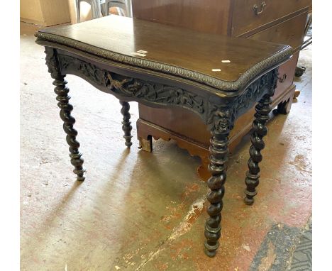 CARVED WOOD CARD TABLE