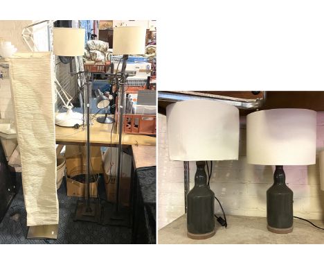 THREE STANDARD LAMPS &amp; TWO CERAMIC LAMPS