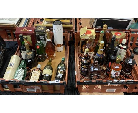 TRAY OF ALCOHOL INCL. WHISKEY, PORT ETC