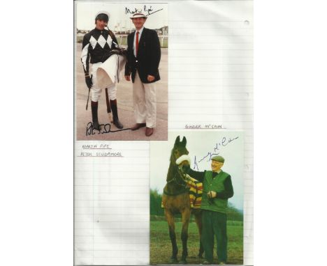 Martin Pipe and Ginger McCain signed small colour photos, and Jonjo O’Neill signed card. Good condition Est £10-15