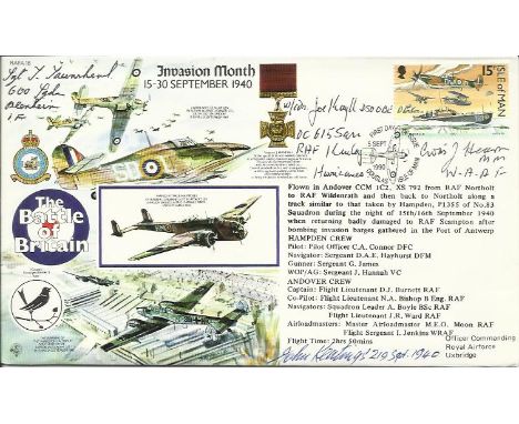 RAFA16 Signed by 4 Battle of Britain Pilots Crew Wg Cdr J R Kayll DSO OBE DFC 615 Squadron Battle of Britain 1940. Was CO 615