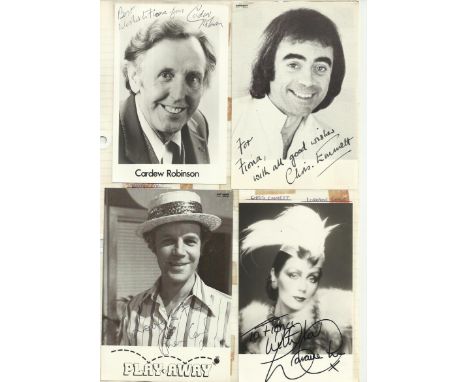 TV collection of 350+ signed TV & Radio celebrity photos, mainly 6 x 4 b/w. Few 10 x 8 and odd letters and notes. Lightly fix