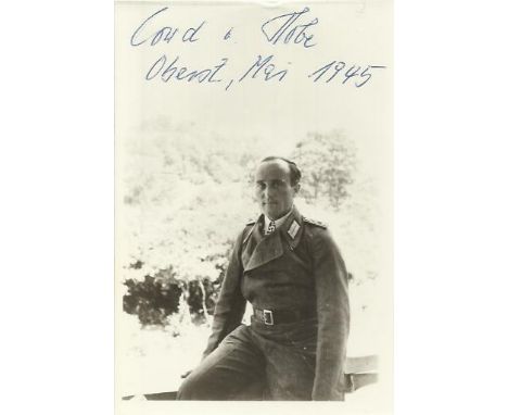 General Cord Dietrich von Hobe signed 6 x 4 vintage photo. 1909 - 1991 last lieutenant general of the Bundeswehr. After gradu
