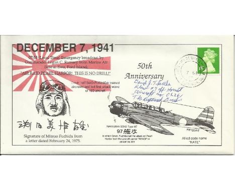 50th Anniv Air Raid Pearl Harbour Signed D J Thatcher USA Doolittle Raider 7 Dec 1991 USS Arizona Memorial Pearl Harbour Reme