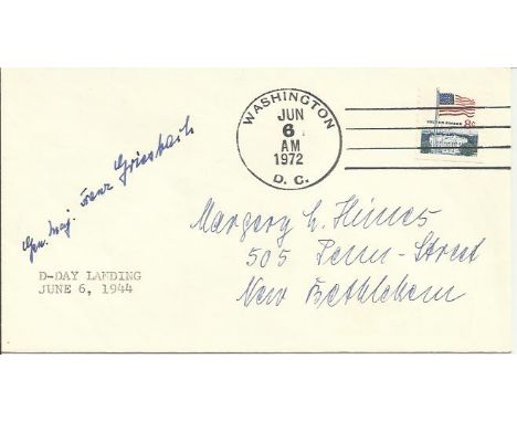 Gen Franz Griesbach KC OL S signed US plain cover 1992, neat hand address (21 December 1892 - 24 September 1984) was a German