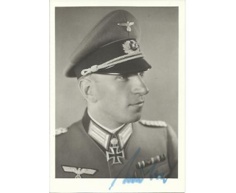 Gen Alfred Müller KC OL signed 6 x 4 b/w portrait photo. 23 November 1915 - 2 July 1997 was a highly decorated Oberst in the 