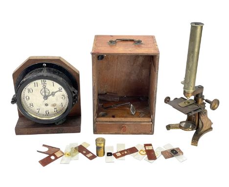 A WWII American US Navy Ships Bulkhead Clock, by Chelsea. The silvered dial with Arabic numerals, with smaller subsidiary sec