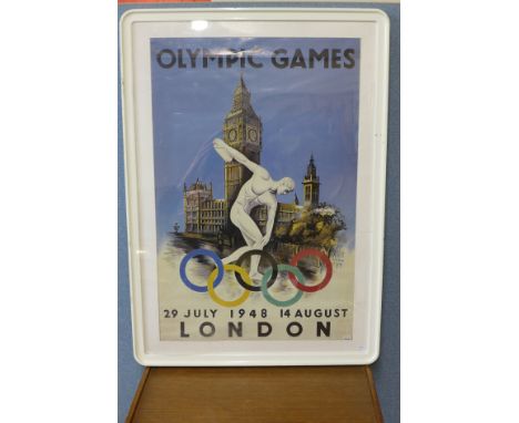 A reproduction London Olympics 1948 print, framed