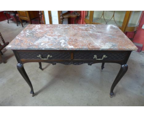 An Edward VII Chippendale Revival mahogany and marble topped washstand