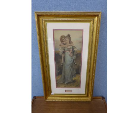 An M. Goodman print, Loving Days and a G. Sidney Hurst print of a mother and child, framed