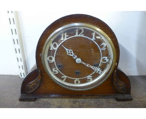 An oak Whittington chime mantel clock