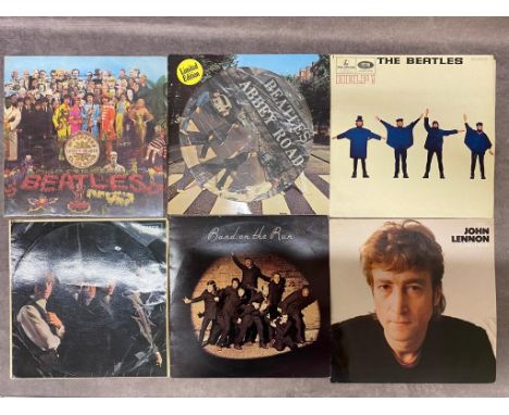 6 albums of Beatles, Stones, McCartney and Lennon      Beatles Sgt Pepper PMC 7027, first pressing 27th May 67, cover very go