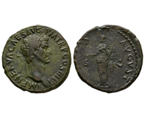 97 AD. Rome mint. Obv: IMP NERVA CAES AVG P M TR P COS III P P legend with laureate head right. Rev: (AEQVIT)AS AVGVST legend