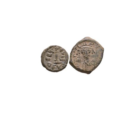 527-565 and 610-641. Justinian I, decanummium, Cyzicus mint. Obv: DN IVSTINIANVS PP AVG legend with pearl diademed, draped, c
