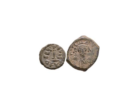 527-565 and 610-641. Justinian I, decanummium, Cyzicus mint. Obv: DN IVSTINIANVS PP AVG legend with pearl diademed, draped, c