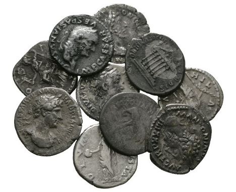 1st-2nd century AD. Group comprising: mixed denarii including Galba (reverse of Livia standing), Vespasian, Titus, Trajan, Ma