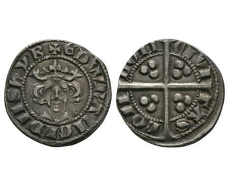 1299-1301 AD. Class 9b. Obv: facing bust with star on breat and +EDW R ANGL DNS HYB legend. Rev: long cross and pellets with 