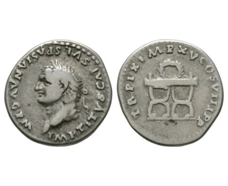 80 AD. Rome mint. Obv: IMP TITVS CAES VESPASIAN AVG P M legend with laureate head left. Rev: TR P IX IMP XV COS VIII P P lege