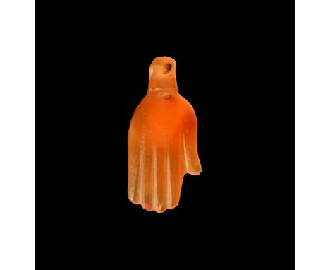 First Intermediate Period, 2181-2055 BC. A carnelian amulet of the right hand with straight fingers and flat palm, pierced su