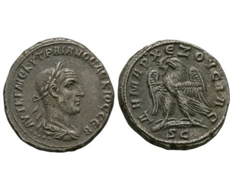 249-251 AD. Antioch mint. Obv: AYT K G ME KY TRAIANOC DEKIOC CEB legend with laureate, draped and cuirassed bust right, five 